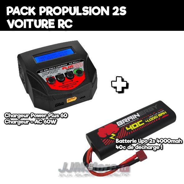 Batterie lipo 2s 4000mah + Chargeur Lipo 60W 220v Voiture RC RTR - JJMstore