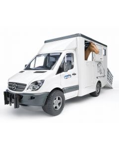 BRUDER Camion de transport animal MERCEDES Blanc avec cheval 02533