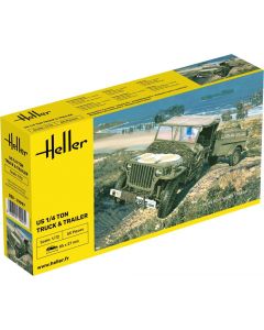 Heller Camion US 1/4 Ton Truck & Trailer 1:72 79997