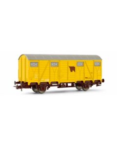 Wagon couvert pour le transport de bétails, décoration jaune 